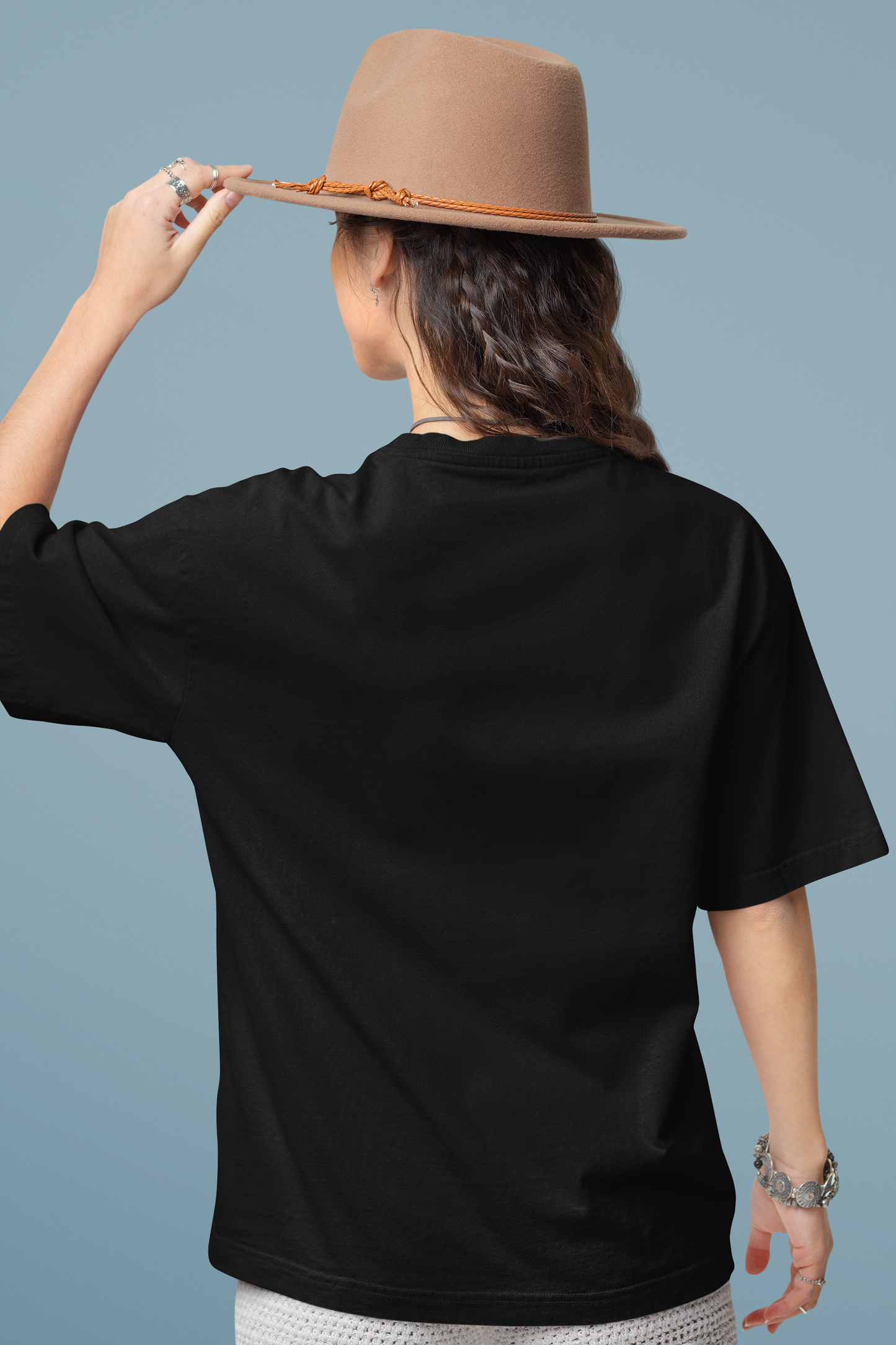 Women Black Graphic Printed Pure Cotton Drop Shoulder Long T-shirt