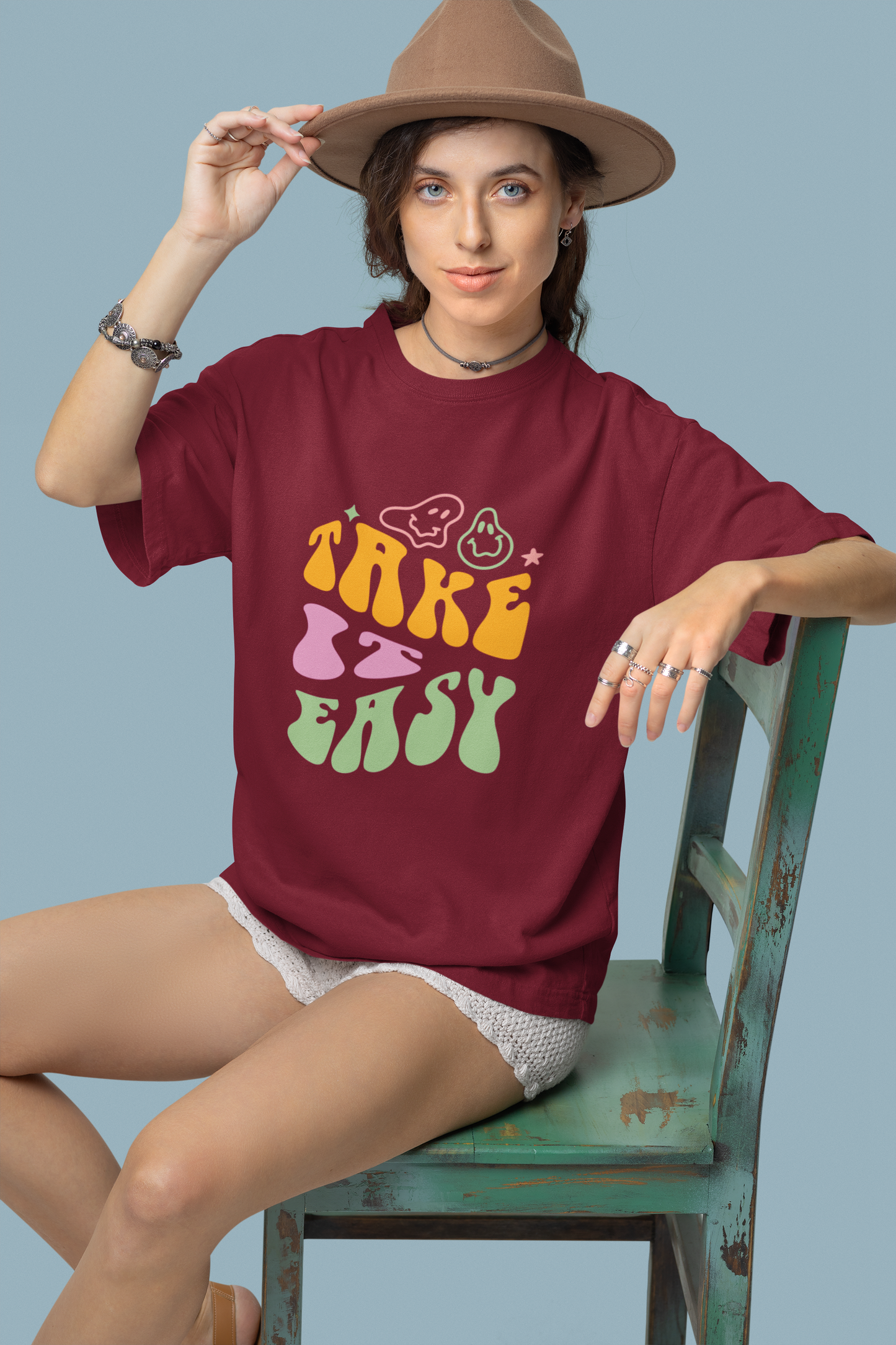 Women Maroon Graphic Printed Pure Cotton Drop Shoulder Long T-shirt