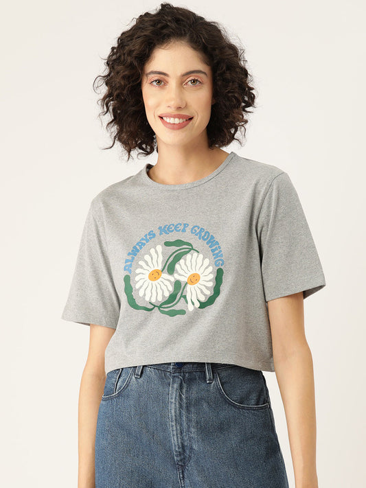 Slenor Women Graphic Printed Crop T-shirt