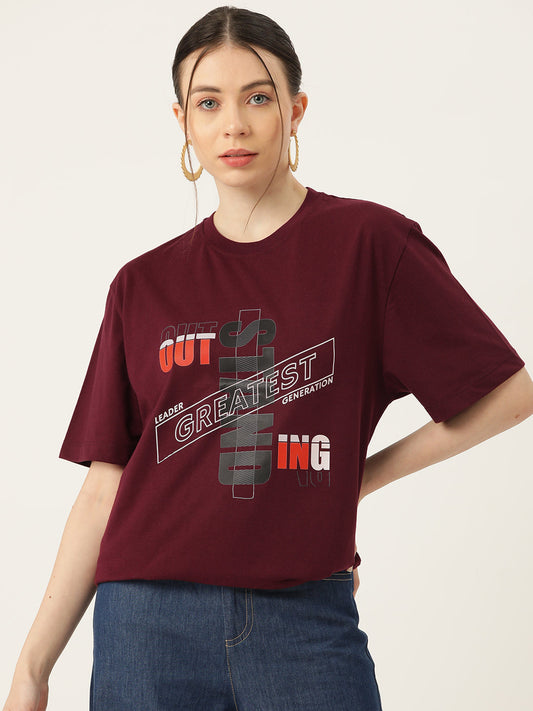 Women Graphic Printed Pure Cotton Long T-shirt