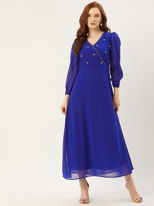 Women A-line Blue Dress