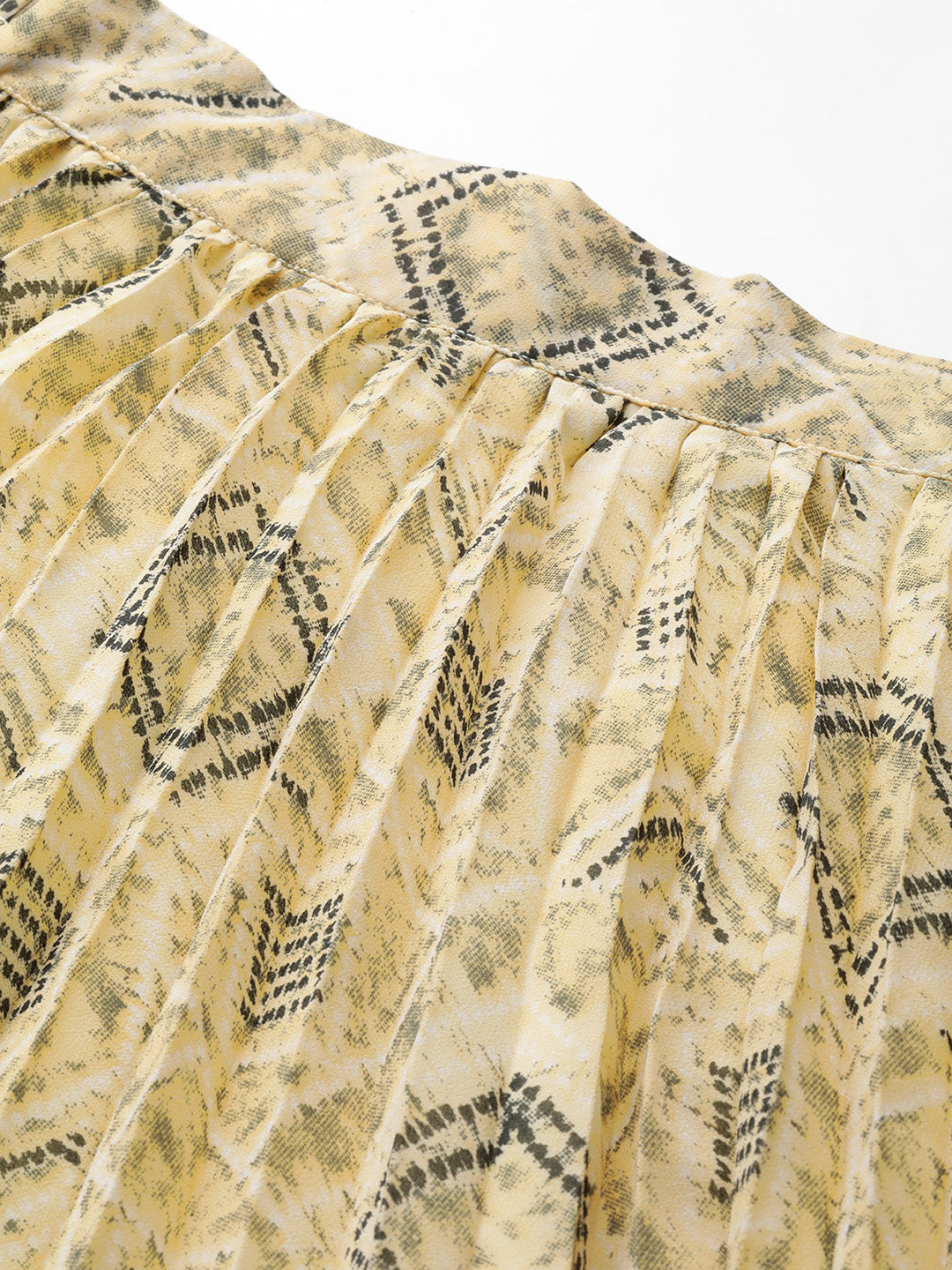 Geometric Printed Accordion Pleated Midi Skirt