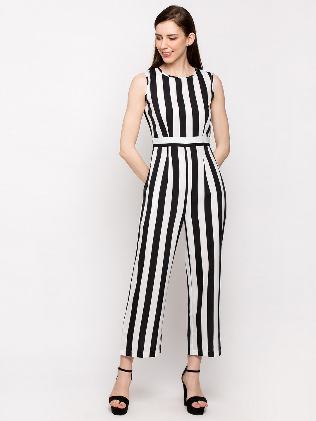 Black & White Striped Jumpsuit