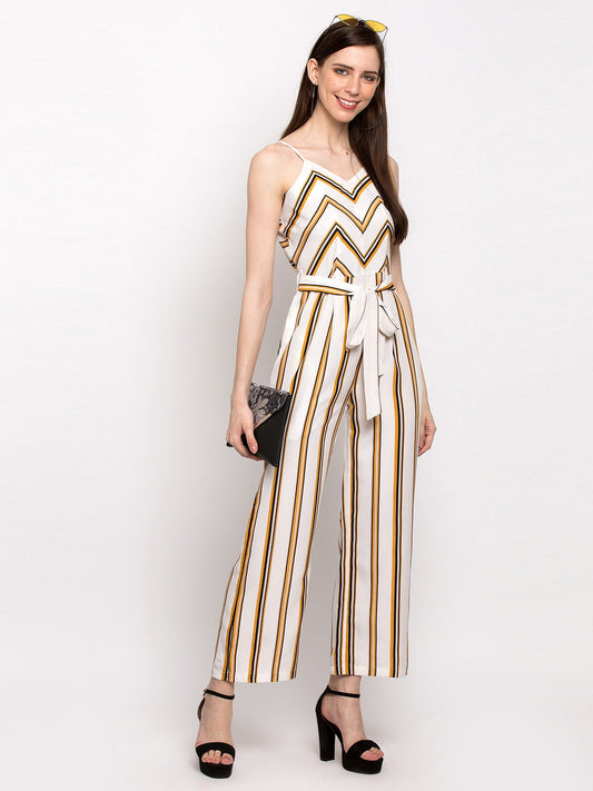 Yellow Striped Jumpsuit