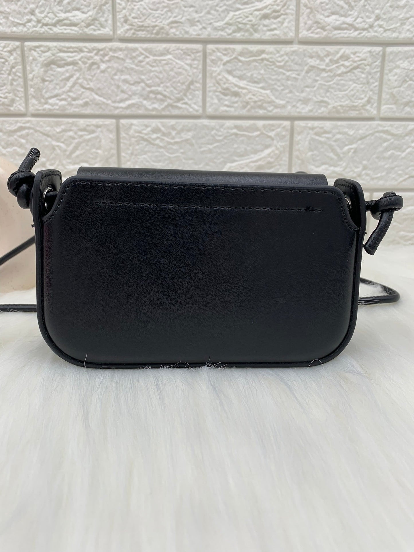 Black Textured PU Small Structured Sling Bag