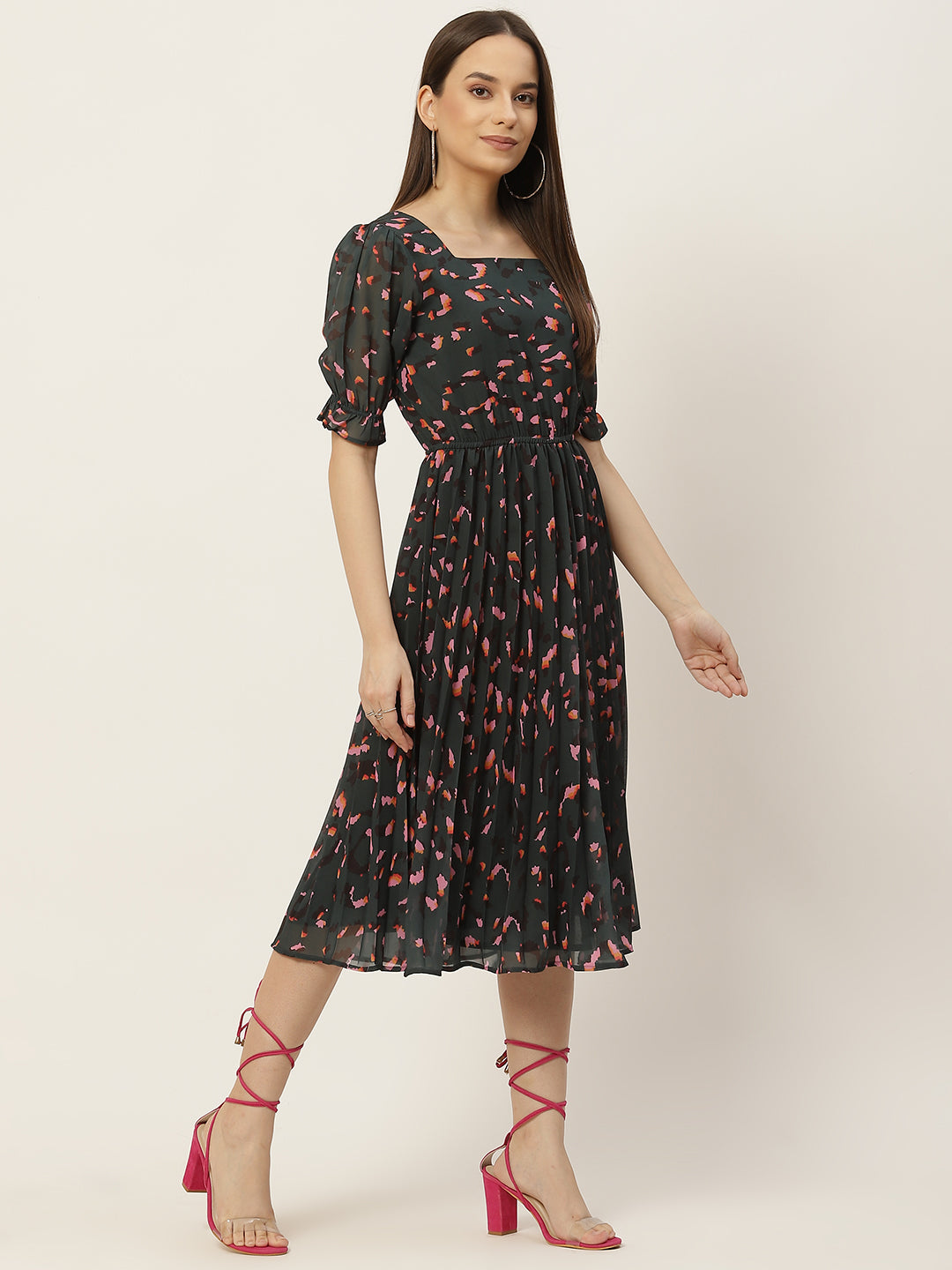 Accordian Pleated Midi Plaid