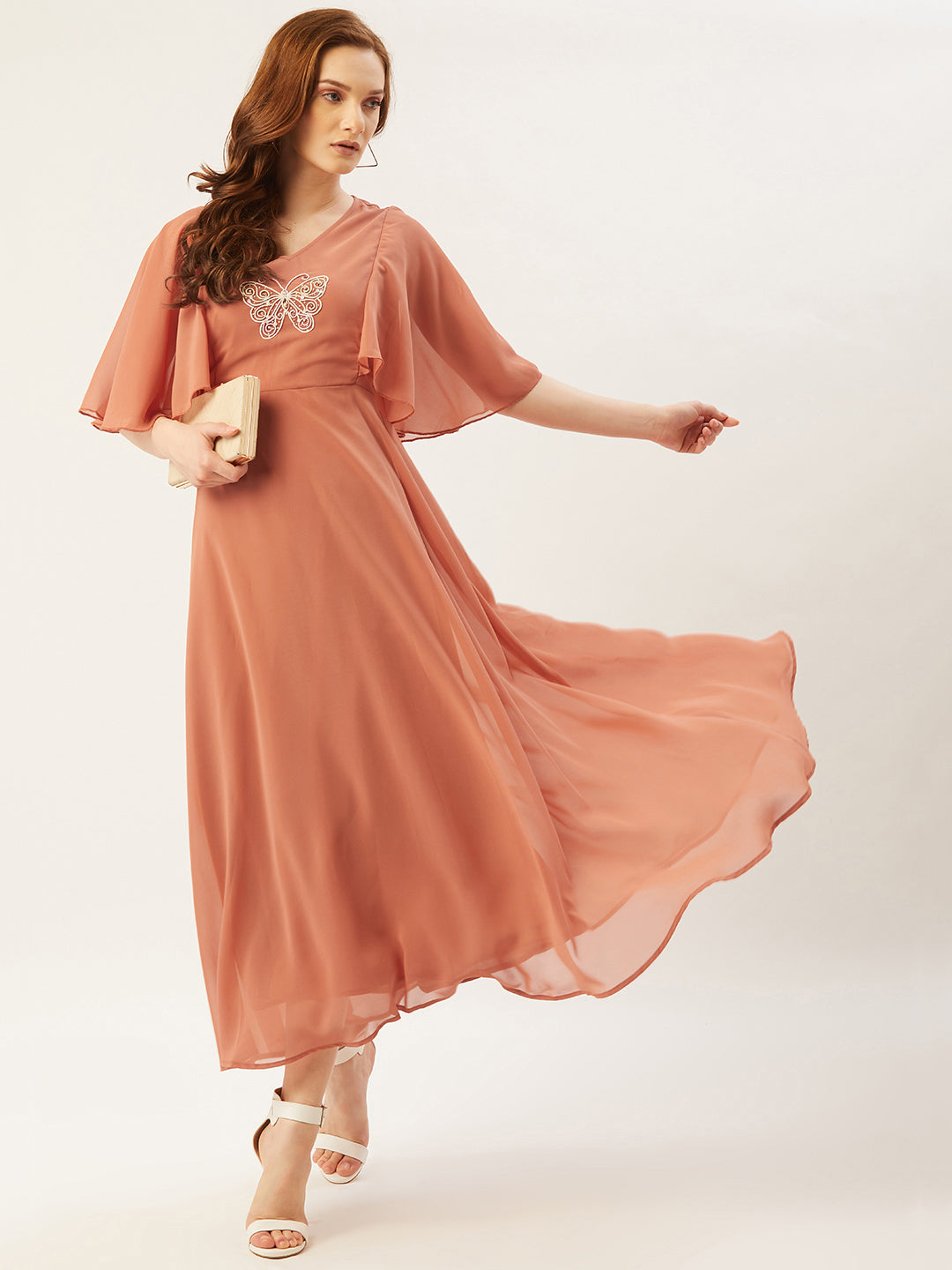 Women Maxi Peach Dress – Slenor
